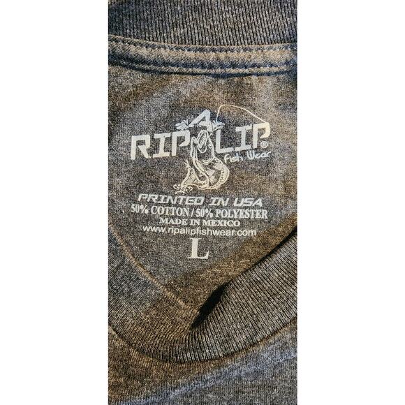 Rip A Lip Mens Size L Gray Bright Graphics Tee Shirt‎ - Picture 3 of 4